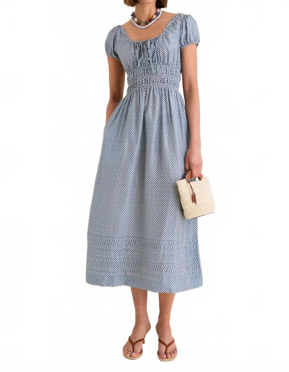 NEW CIAO LUCIA gingham aladine dress in blue and white